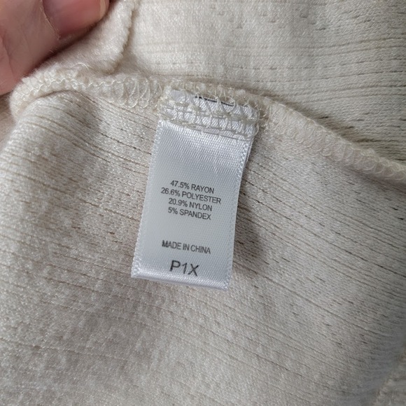 Muk Luks P1X Cream Textured Knit Cardigan Sweater Button Front Cozy Fall Layers - Picture 8 of 9